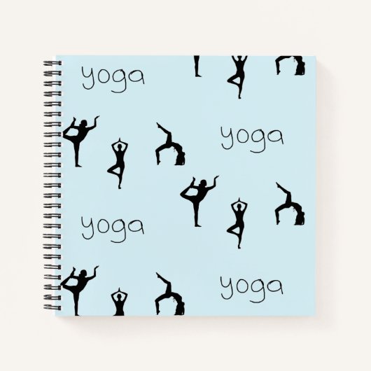 Carnet Yoga pose et texte motif sur bleu (Devant)