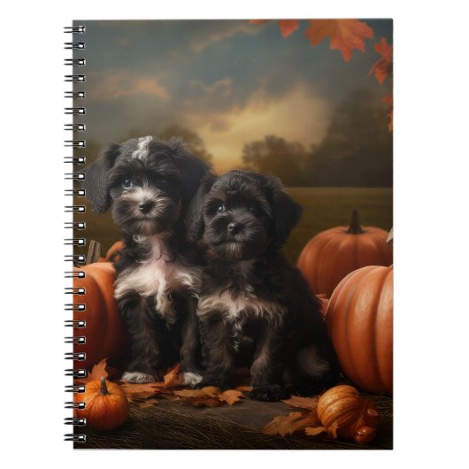 Carnet Yorkipoo Chiot Automne Citrouille délice (Devant)