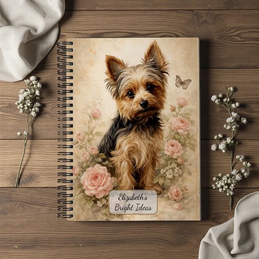 Carnet Yorkshire Terrier avec des Roses