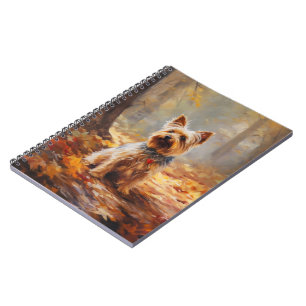 Carnet Yorkshire Terrier en automne feuilles tombantes in