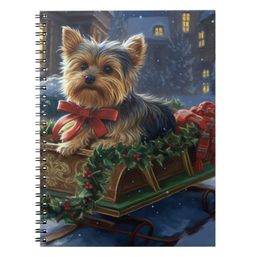 Carnet Yorkshire Terrier Saison de Noël festive (Devant)