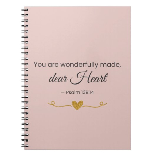 Carnet You Are Wonderfully Made – Psalm 139:14 Notebook (Devant)
