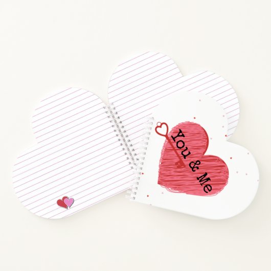 Carnet You & Me Chic Red Heart and Key Valentines Day (Intérieur)