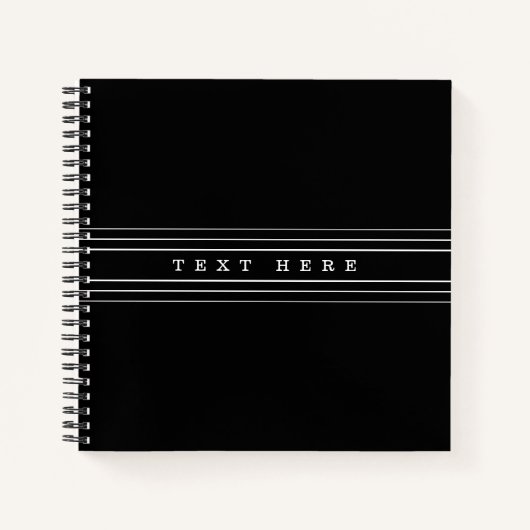 Carnet Your Custom Text & Modern Stripes | Black & White (Devant)