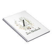 Carnet Z initial avec fleur de couleur douce (Côté Droit)