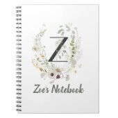 Carnet Z initial avec fleur de couleur douce (Devant)