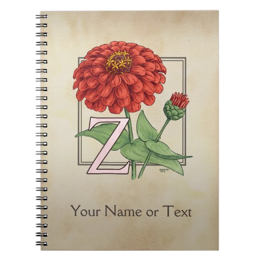 Carnet Z pour le monogramme d'alphabet de fleur de Zinnia (Devant)