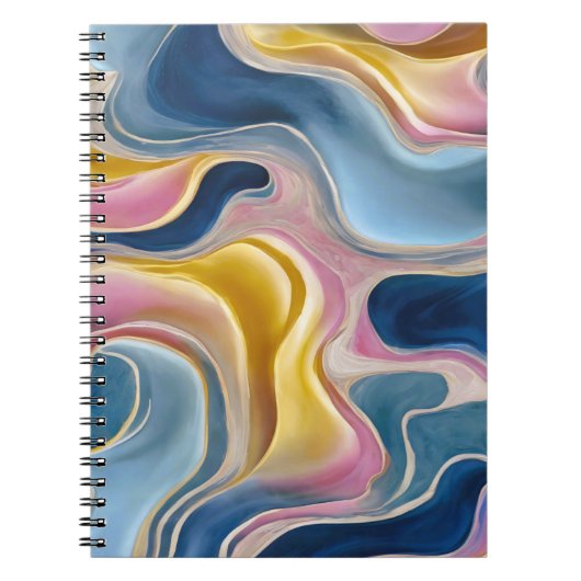 Carnet "Zahara" Flux de bleus, roses et sable (Devant)