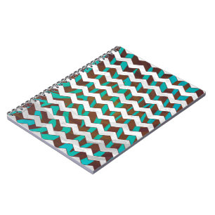 Carnet Zebra Chevron Impression Brown et Turquoise