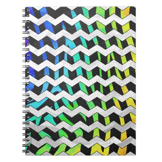 Carnet Zebra Chevron noir et arc-en-ciel (Devant)