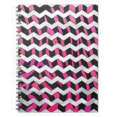 Carnet Zebra Chevron noir et rose chaud (Devant)