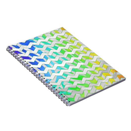 Carnet Zebra Chevron Rainbow et White Print (Côté Droit)