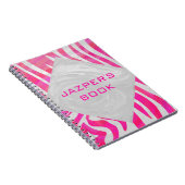 Carnet Zebra Hot rose et blanc avec Monogramme (Côté Droit)