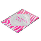 Carnet Zebra Hot rose et blanc avec Monogramme (Côté gauche)