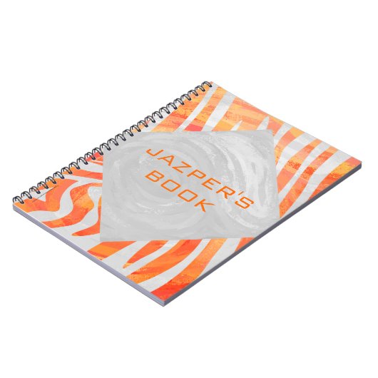 Carnet Zebra Monogram orange et blanc (Côté gauche)