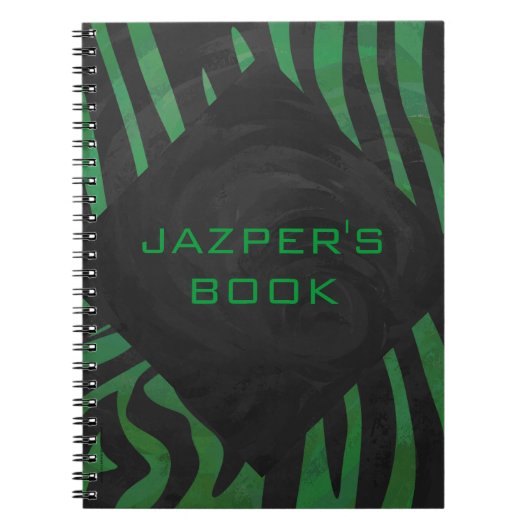 Carnet Zebra Monogramme noir et vert (Devant)