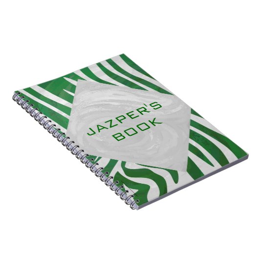 Carnet Zebra Monogramme Vert et Blanc Impression (Côté Droit)