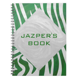 Carnet Zebra Monogramme Vert et Blanc Impression