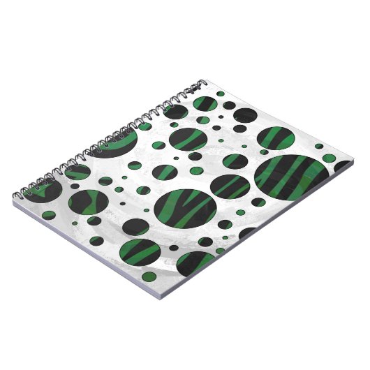Carnet Zebra noir et vert Polka point (Côté gauche)