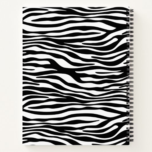 Carnet Zebra Print, Zebra Stripes, Noir Et Blanc (Dos)