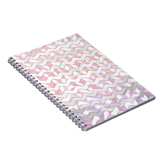 Carnet Zebra rose et blanc Chevron (Côté Droit)