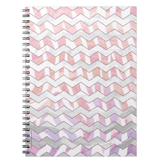 Carnet Zebra rose et blanc Chevron (Devant)