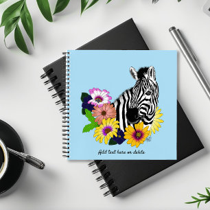 Carnet Zèbre Bleu Coloré Daisy Floral Faune