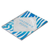 Carnet Zèbre bleu et blanc avec Monogramme (Côté gauche)