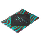 Carnet Zèbre Brown et Turquoise avec Monogramme (Côté gauche)
