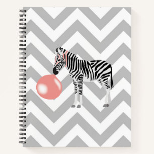 Carnet Zèbre Bubble Gum soufflant une bulle