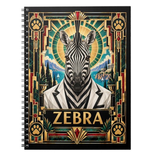 Carnet Zèbre, faune Art déco (Devant)