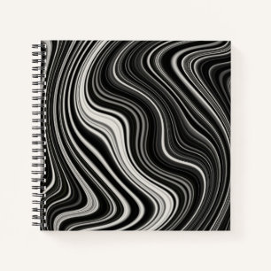 Carnet Zèbre noir et blanc Wavy Abstraction