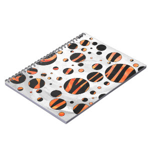 Carnet Zèbre noir et pois orange