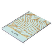 Carnet Zèbre Paillettes Or Menthe (Côté gauche)