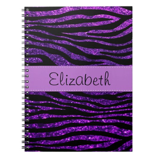 Carnet Zèbre pourpre, Zèbre Parties scintillant, Stripes, (Devant)