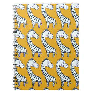 Carnet Zèbres de dessin : motif arrière - plan jaune.