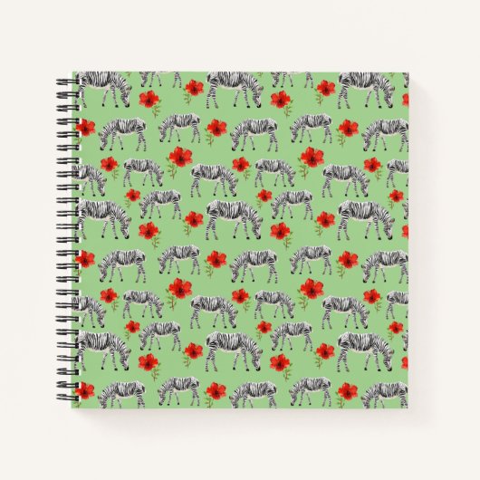 Carnet Zèbres Parmi Les Fleurs D'Hibiscus (Devant)