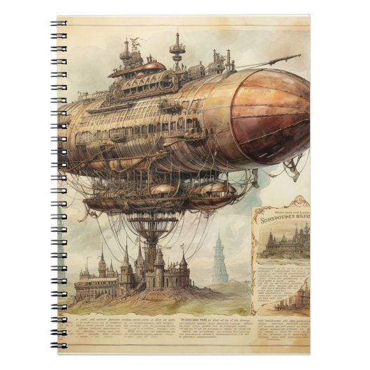 Carnet Zeppelin Steampunk vintage (10) (Devant)