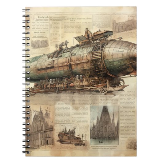 Carnet Zeppelin Steampunk vintage (5) (Devant)