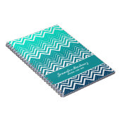 Carnet Zigzag Blanc Chevron Et Arrière - plan Vert Bleu (Côté Droit)