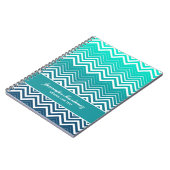 Carnet Zigzag Blanc Chevron Et Arrière - plan Vert Bleu (Côté gauche)
