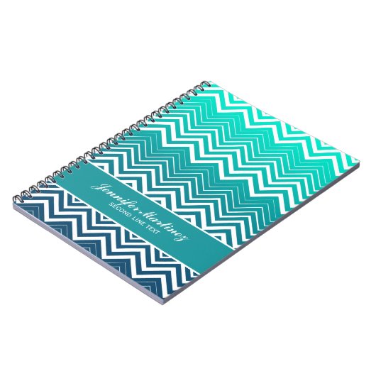 Carnet Zigzag Blanc Chevron Et Arrière - plan Vert Bleu (Côté gauche)