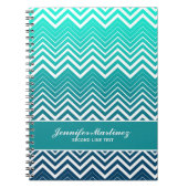 Carnet Zigzag Blanc Chevron Et Arrière - plan Vert Bleu (Devant)