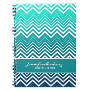 Carnet Zigzag Blanc Chevron Et Arrière - plan Vert Bleu