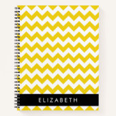 Carnet Zigzag Jaune, Chevron Jaune, Votre Nom (Devant)
