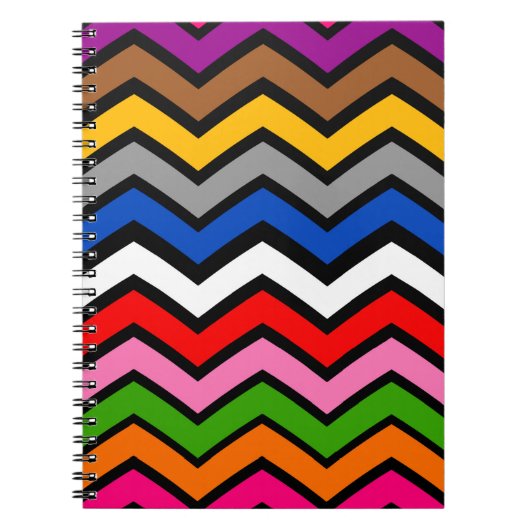 Carnet Zigzag multicolore Chevron Design noir (Devant)