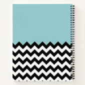 Carnet Zigzag noir et blanc, Chevron, Bleu, Votre nom (Dos)