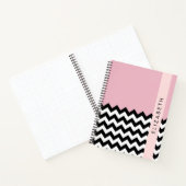 Carnet Zigzag noir et blanc, Chevron, rose, Votre nom (Intérieur)