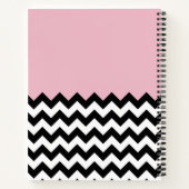 Carnet Zigzag noir et blanc, Chevron, rose, Votre nom (Dos)