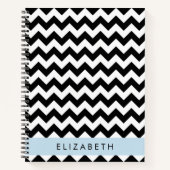 Carnet Zigzag noir et blanc, Motif Chevron, Votre nom (Devant)